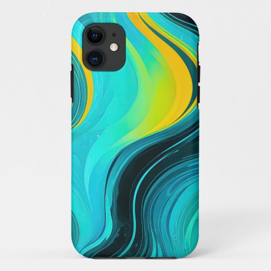 "Marbella" Gelbe Wirbel Waves Case-Mate iPhone Hülle (Rückseite)