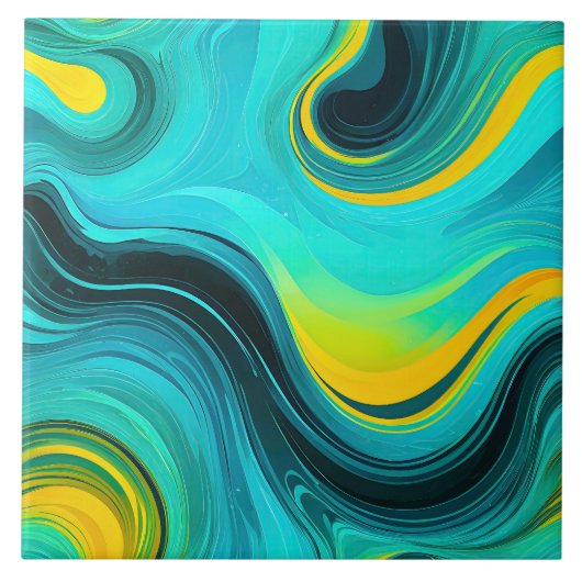 "Marbella" Gelbe Wirbel Waves Fliese (Vorderseite)