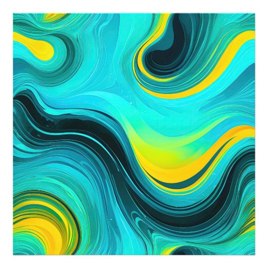 "Marbella" Gelbe Wirbel Waves Fotodruck (Vorne)