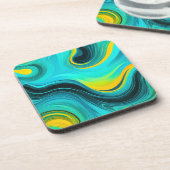 "Marbella" Gelbe Wirbel Waves Getränkeuntersetzer (Linke Seite)