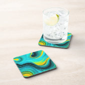 "Marbella" Gelbe Wirbel Waves Getränkeuntersetzer (Rechte Seite)