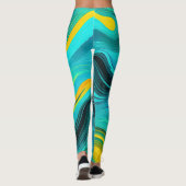 "Marbella" Gelbe Wirbel Waves Leggings (Rückseite)