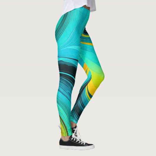 "Marbella" Gelbe Wirbel Waves Leggings (Rechts)