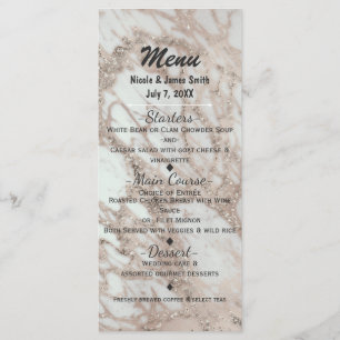 Marbella Glam Rose Rosa Gold Silver Party Menu Car Menükarte