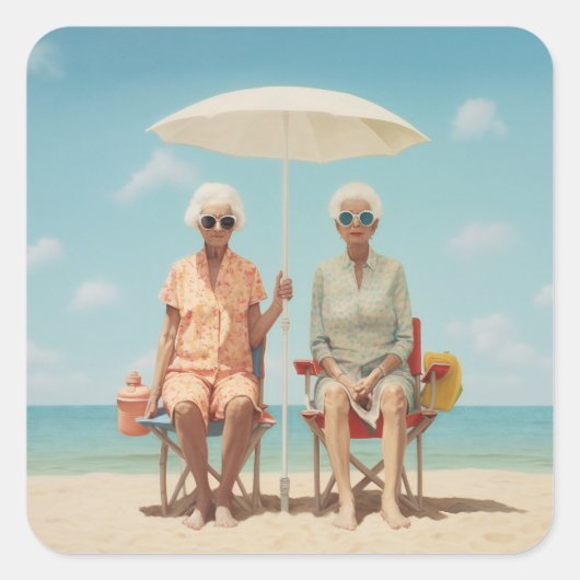 Marbella Ladys Quadratischer Aufkleber (Vorderseite)