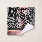 Marbella Pink Chic Tiger Safari Personalisiert dru Badhandtuch Set (Waschlappen)