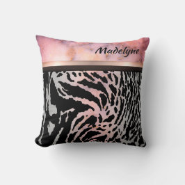 Marbella Pink Chic Tiger Safari Personalisiert dru Kissen