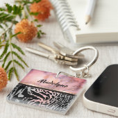 Marbella Pink Chic Tiger Safari Personalisiert dru Schlüsselanhänger (Vorderseite rechts)