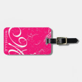 Marbella Pink Script Mit Monogramm Gepäckanhänger (Vorderseite horizontal)