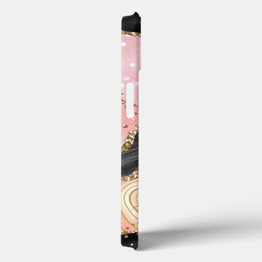 Marbella Pink Sparkle Gold Glitzer Agate personali Case-Mate iPhone Hülle (Rückseite / Rechts)
