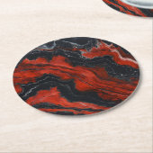 Marbella Red Black Pattern Runder Pappuntersetzer (Angewinkelt)