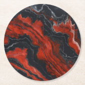 Marbella Red Black Pattern Runder Pappuntersetzer (Vorderseite)
