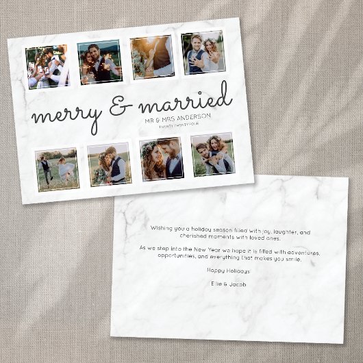 Marbella Script Foto Merry & Verheiratet Feiertagskarte