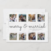 Marbella Script Foto Merry & Verheiratet Feiertagskarte (Vorderseite)