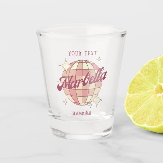 Marbella Spain España Bar Trinkbehälter Schnapsglas (Vorderseite)