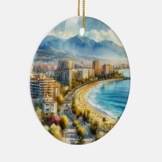 Marbella Spain Wasserfarbe Keramik Ornament (Rechts)