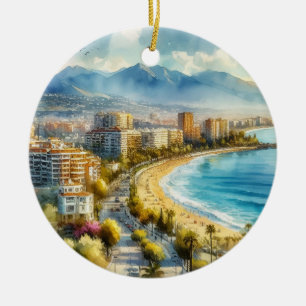 Marbella Spain Wasserfarbe Keramik Ornament