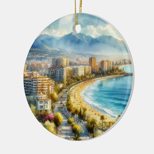Marbella Spain Wasserfarbe Keramik Ornament (Links)