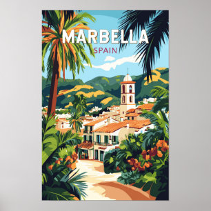 Marbella Spanien Illustration Reise Kunst Vintage Poster