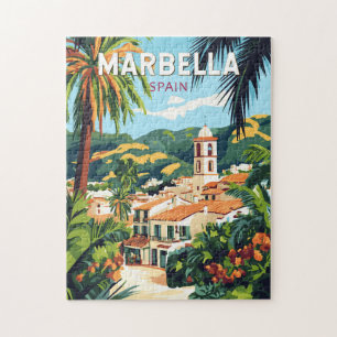 Marbella Spanien Illustration Reise Kunst Vintage Puzzle