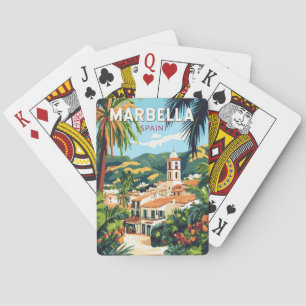Marbella Spanien Illustration Reise Kunst Vintage Spielkarten