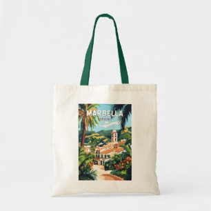 Marbella Spanien Illustration Reise Kunst Vintage Tragetasche