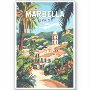 Marbella Spanien Illustration Reisen Vintag Aufkleber