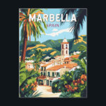 Marbella Spanien Illustration Reisen Vintag Postkarte<br><div class="desc">Marbella Retrovektor Vektor-Design. Marbella,  eine glamouröse Küstenstadt an der spanischen Costa del Sol,  ist bekannt für seine goldenen Strände,  Luxusresorts und das pulsierende Nachtleben.</div>