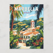 Marbella Spanien Illustration Reisen Vintag Postkarte (Vorderseite)