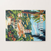 Marbella Spanien Illustration Reisen Vintag Puzzle (Horizontal)