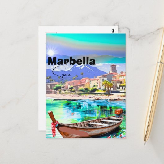 Marbella Spanien Reise Postkarten Kunst, Spanien R (Vorderseite/Rückseite Beispiel)