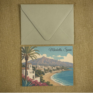 Marbella Spanien Reise Vintage Mittelmeer Strand Postkarte
