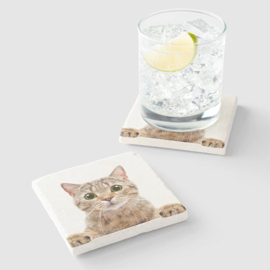 Marbella Stone Untersetzer Katze drucken (Seitenansicht)