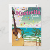 Marbella Vintages Urlaubsposter Postkarte (Vorne/Hinten)