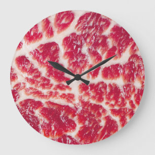 Marbellbeef Steak Texture Closeup Große Wanduhr