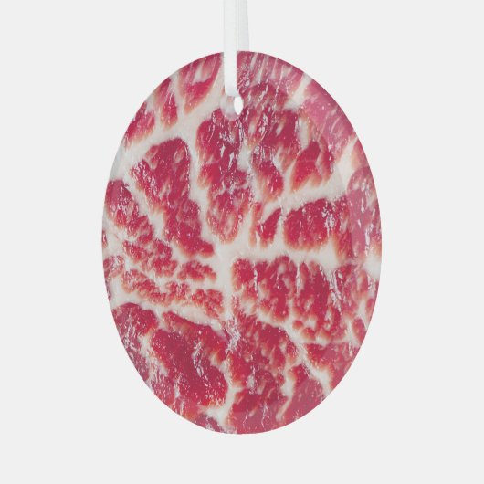 Marbellbeef Steak Texture Closeup Ornament Aus Glas (Vorderseite links)