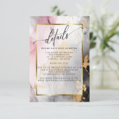 Marbile Dusty Rose Black Gold Abstrakt Begleitkarte (Stehend Vorderseite)