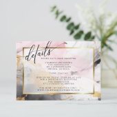 Marbile Dusty Rose Black Gold Abstrakt Begleitkarte (Stehend Vorderseite)