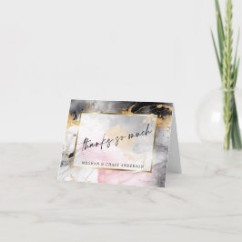Marbile Dusty Rose Black Gold Abstrakt Dankeskarte