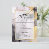 Marbile Dusty Rose Black Gold Abstrakt RSVP Karte (Stehend Vorderseite)