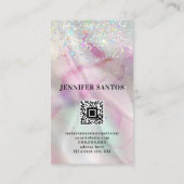 Marbile Holographic Glitzer Lips QR Code Beauty Visitenkarte (Rückseite)
