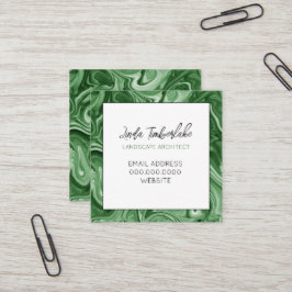 Marbile Paint PERSONALISIERT Chic Green Schwarz-we Quadratische Visitenkarte