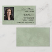 Marbile Sage Green Einfaches Berufliches Foto Visitenkarte (Vorne/Hinten)
