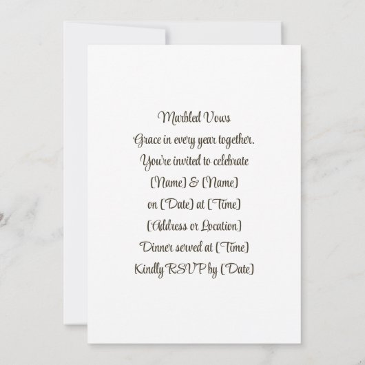 Marbile Vows | Chic Lines Einladung (Rückseite)