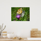 Marbile White Butterflies Poster (Küche)