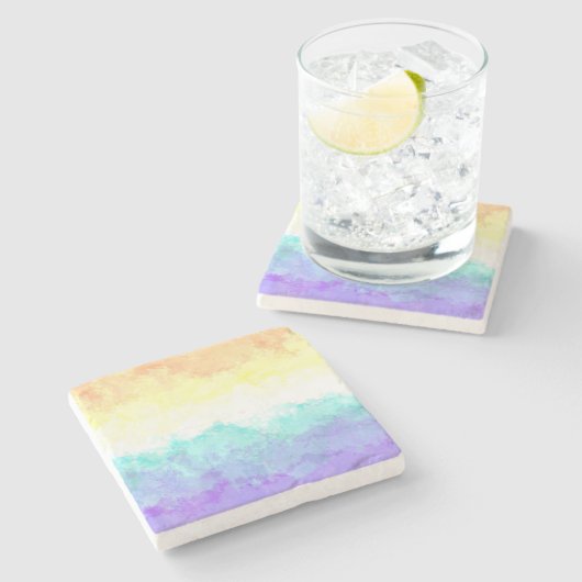 Marbile Wirbel Boho Abstrakt Genderfaun Pride Flag Steinuntersetzer (Seitenansicht)
