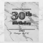 Marble 30th Birthday Weinetikett (Einzelnes Label)