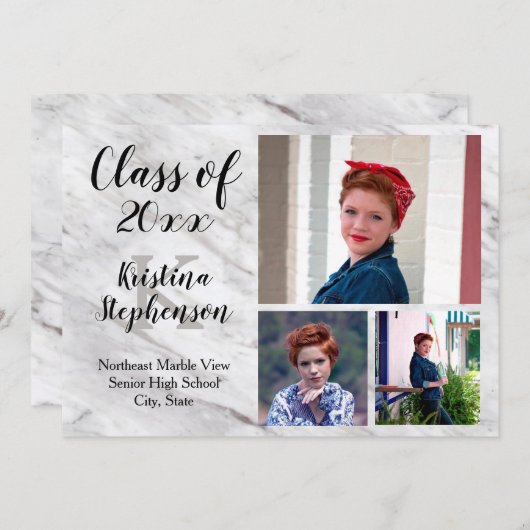 Marble 3 Foto School Abschluss Ankündigung (Vorne/Hinten)