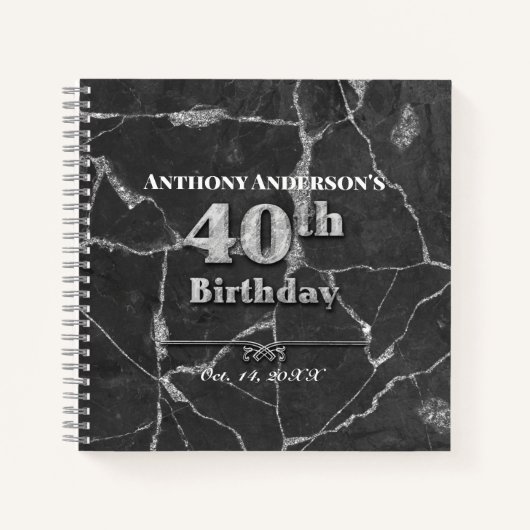 Marble 40. Geburtstag Party Gästebuch Notizblock (Vorderseite)