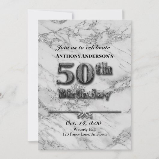 Marble 50. Geburtstagsparty Einladung (Vorderseite)